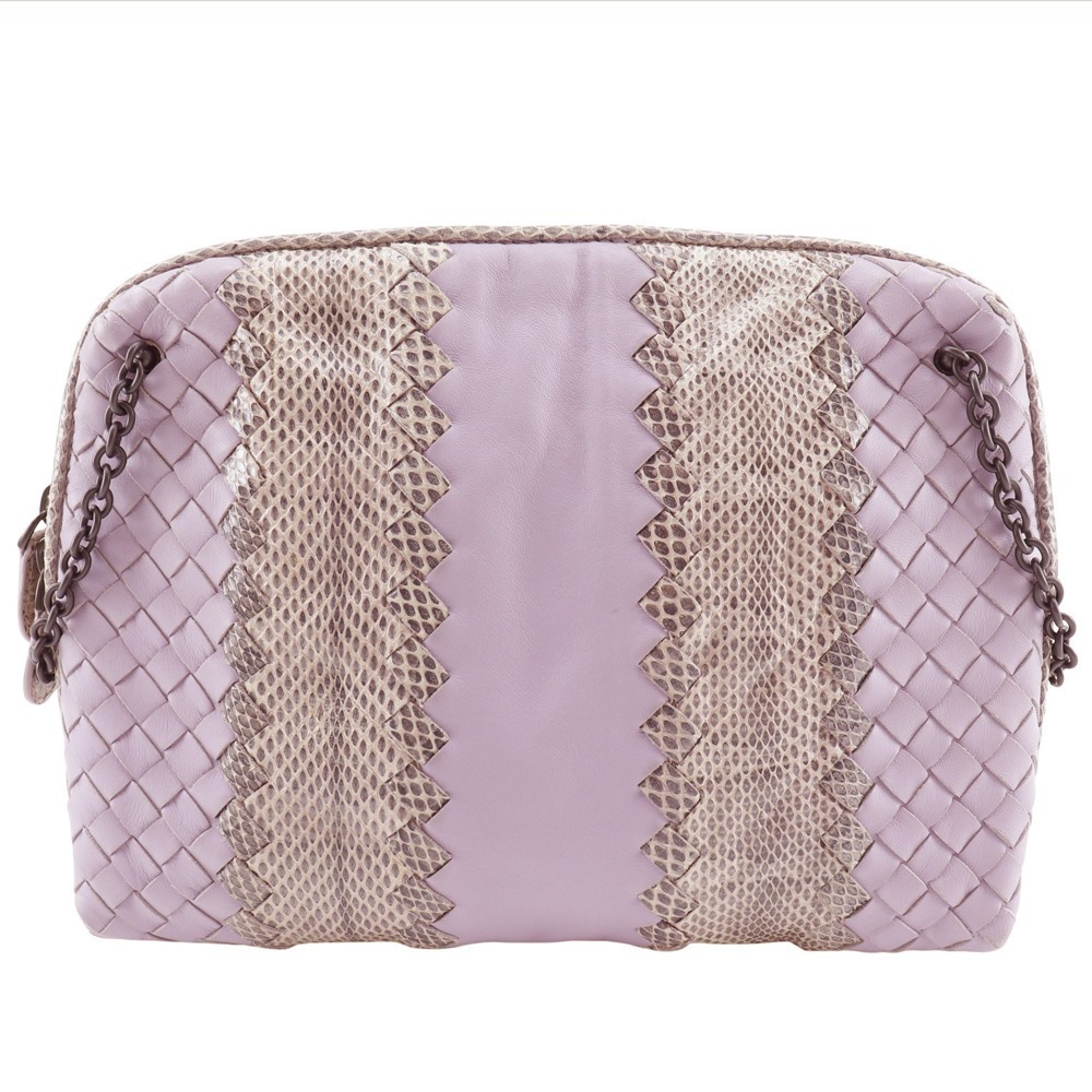 Bottega Veneta Intrecciato Pouch Calfskin Python Laventa Double Zipper